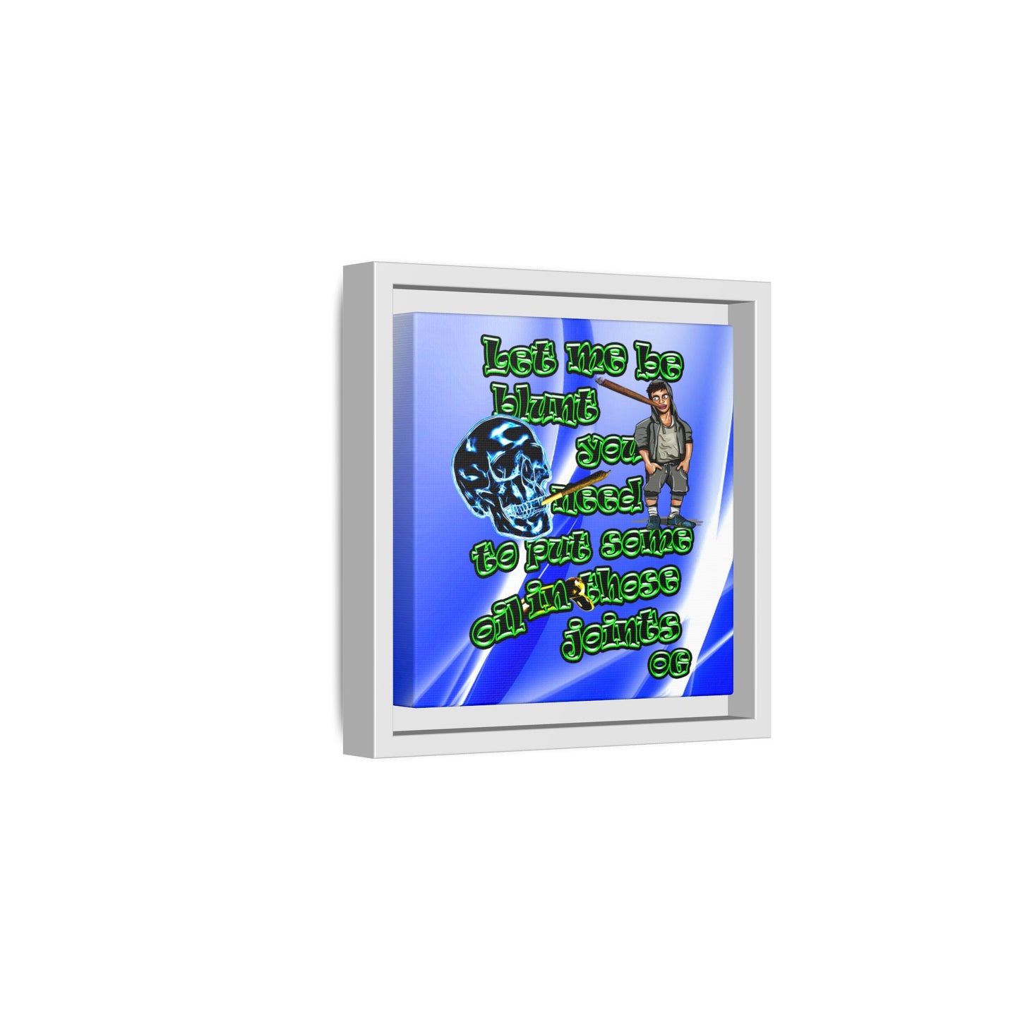 og - framed canvas art (blue-white wave)