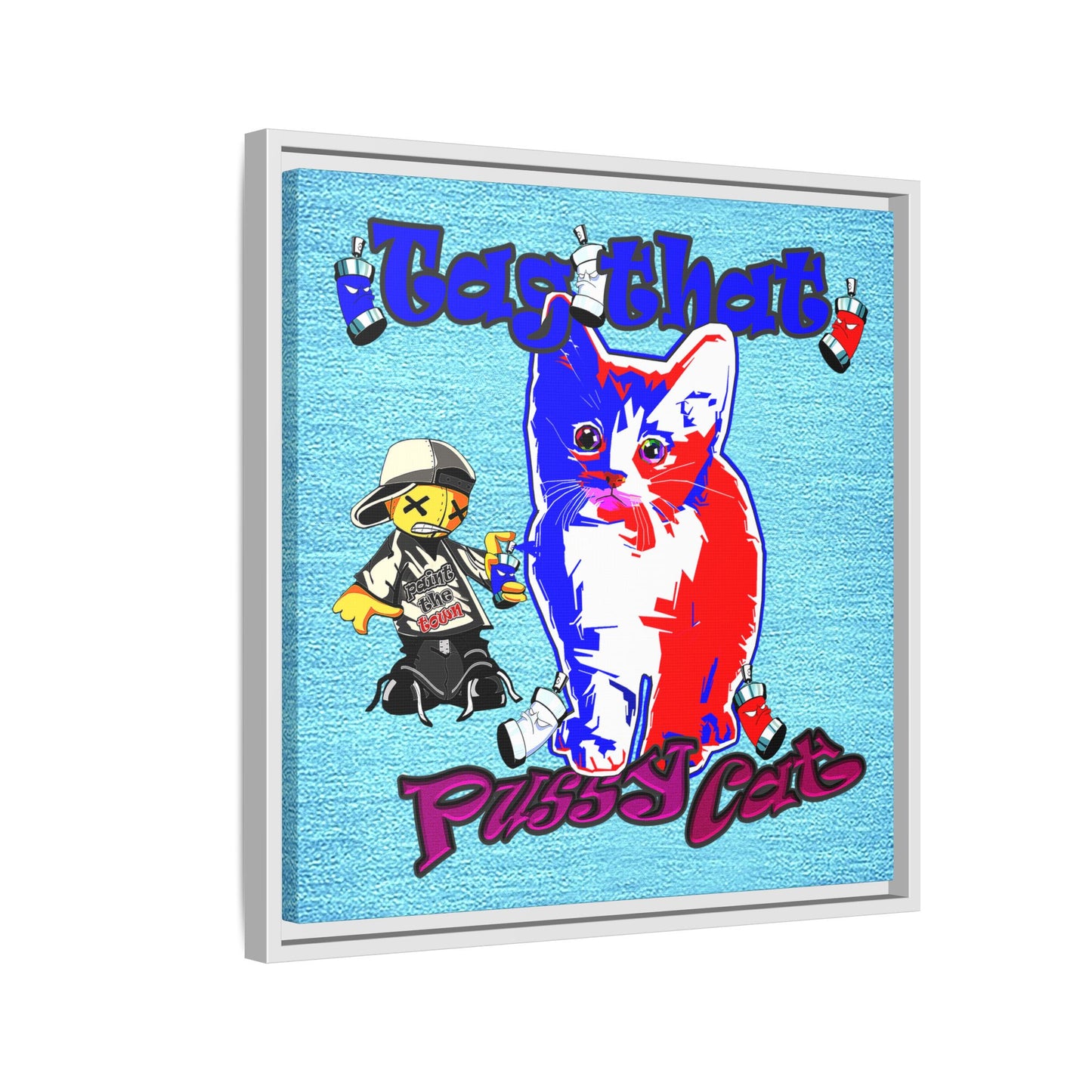 tag that - framed canvas art (faded blue)
