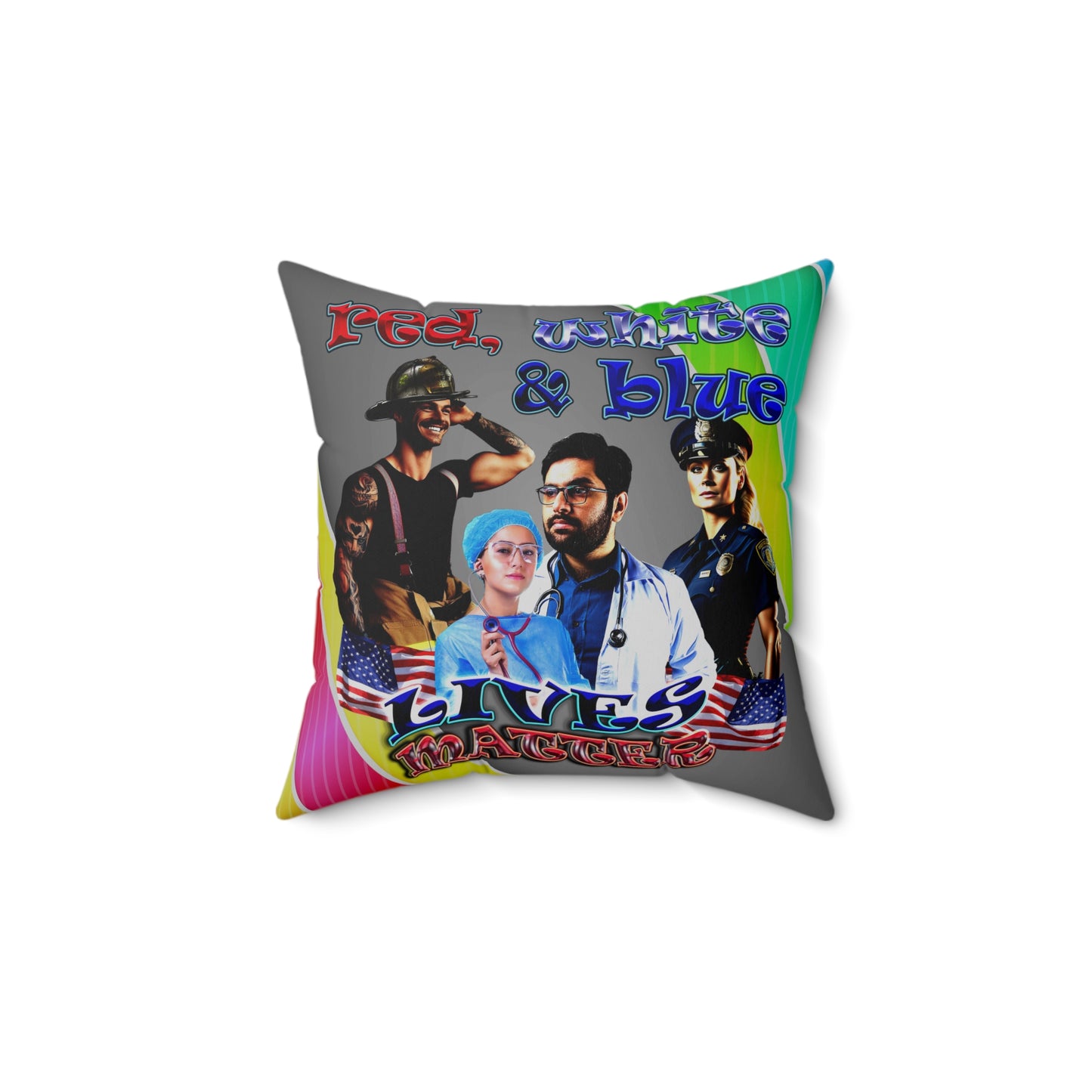 rw&b lives matter - Spun Polyester Square Pillow - (rainbow split)