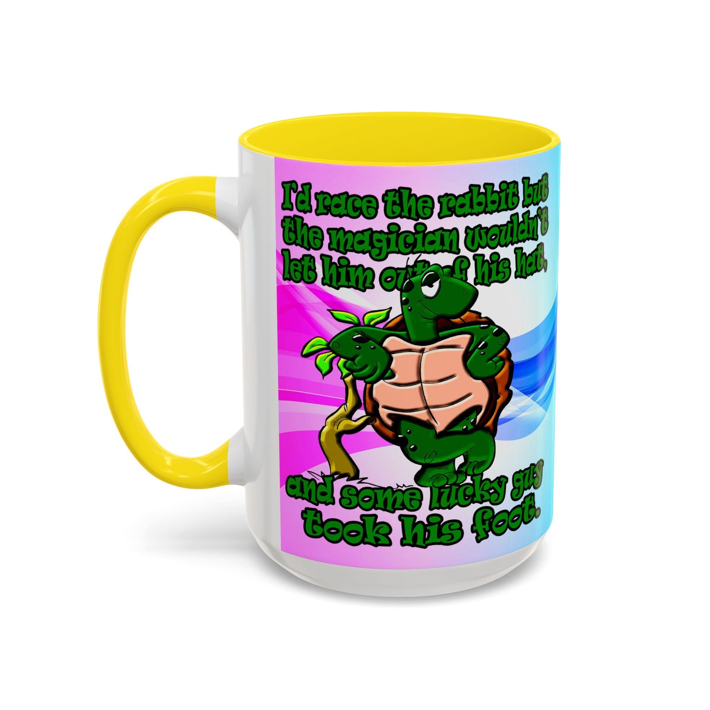 turtle race - Accent Mug (light blue-pink wave)