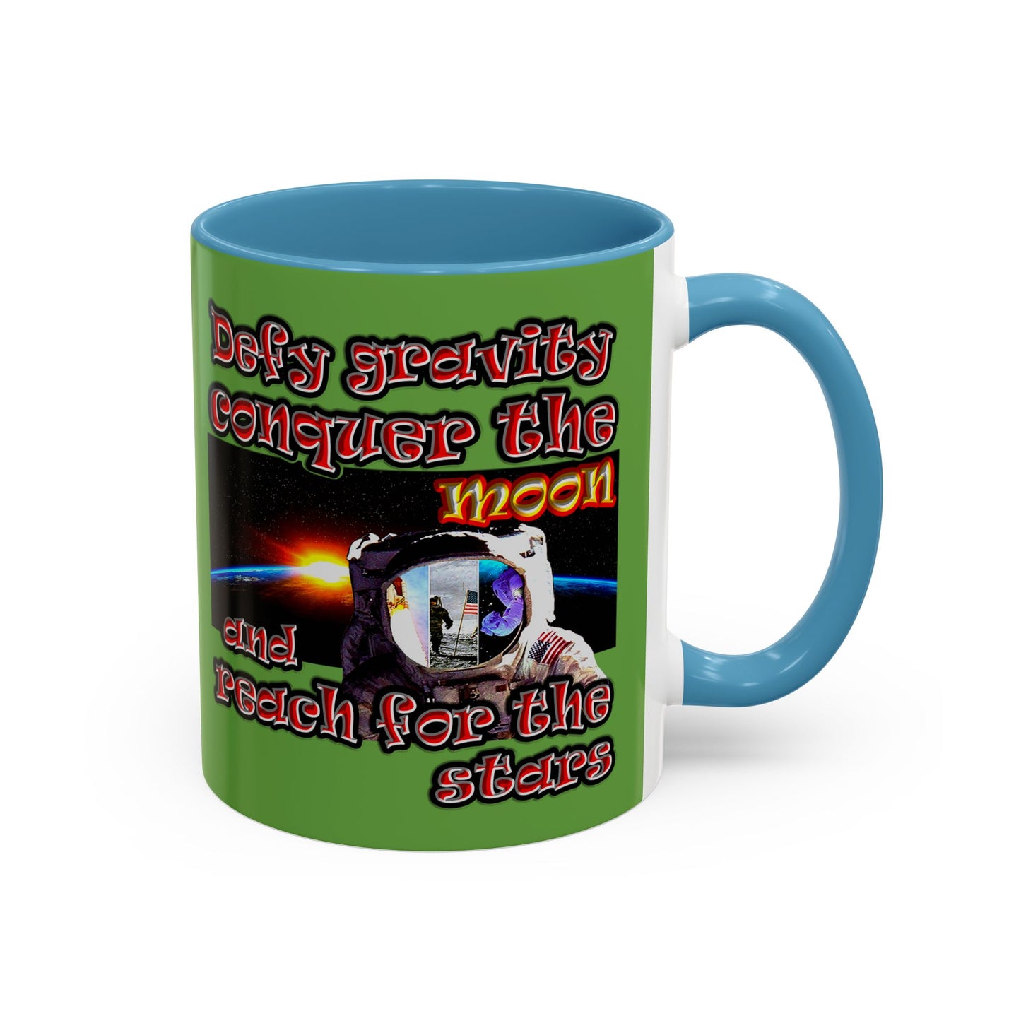 defy conquer reach - Accent Mug (green)