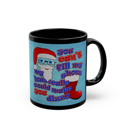 santa's shoes - Black Mug (faded dark blue)