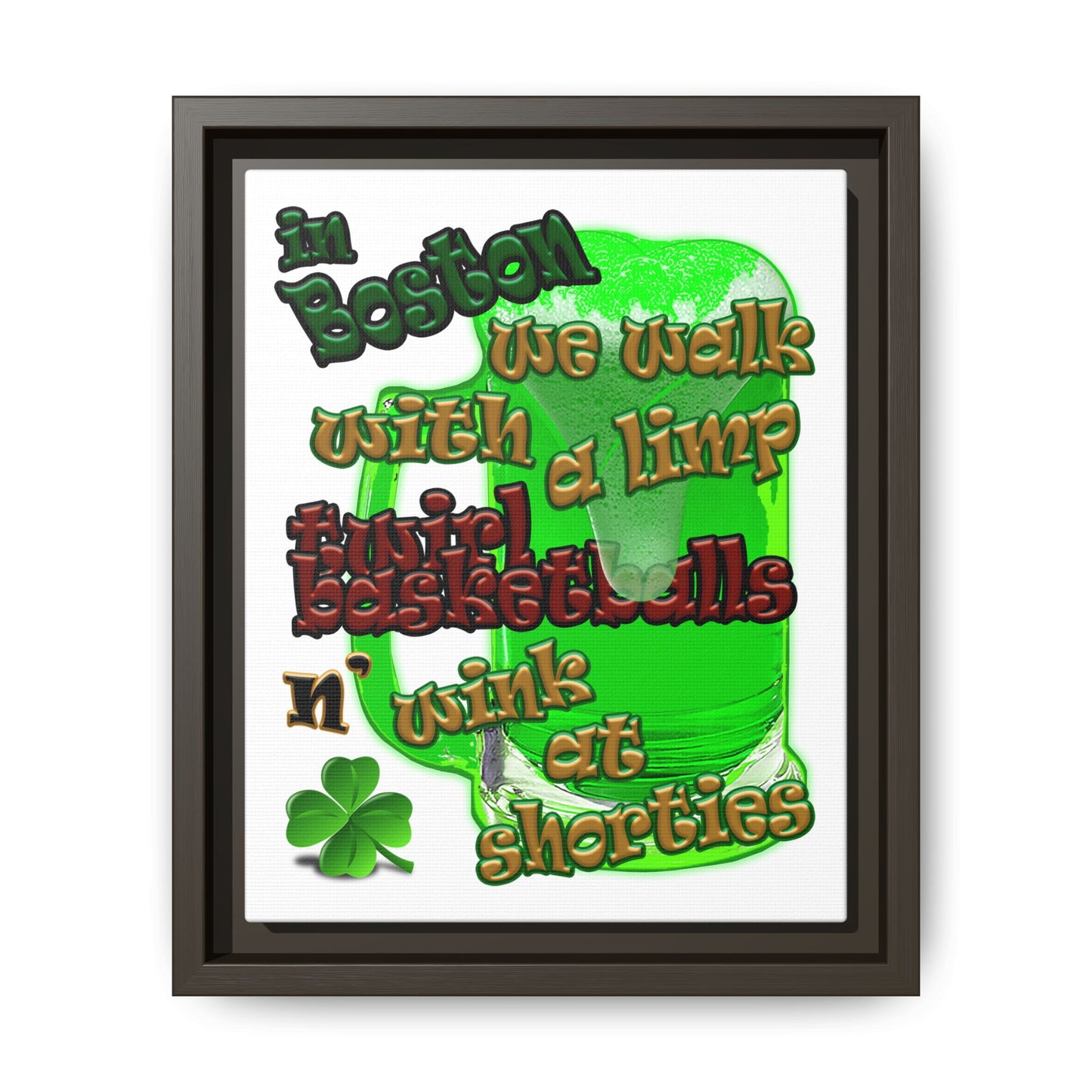 celtics logo - framed canvas art (white)