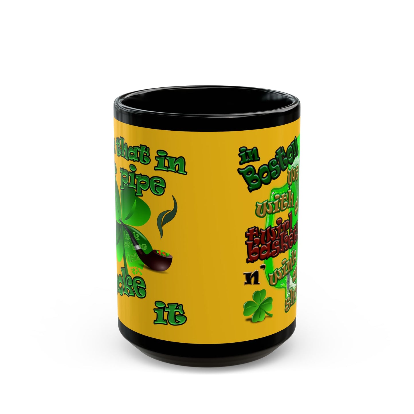 celtics logo - Black Mug (yellow)