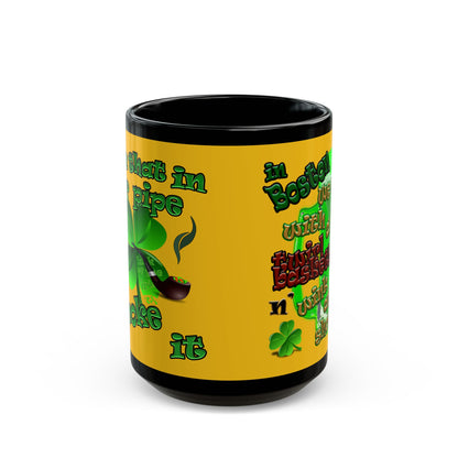 celtics logo - Black Mug (yellow)
