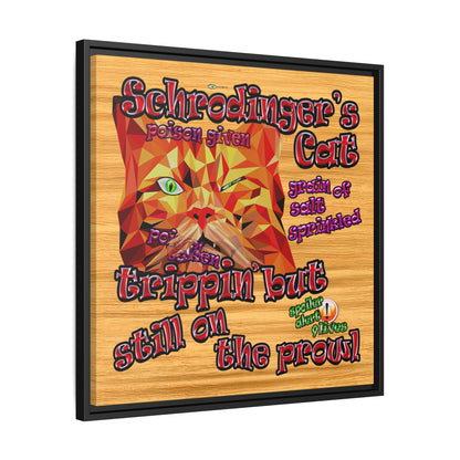 schrodinger's cat - framed canvas art (butterscotch wood finish)