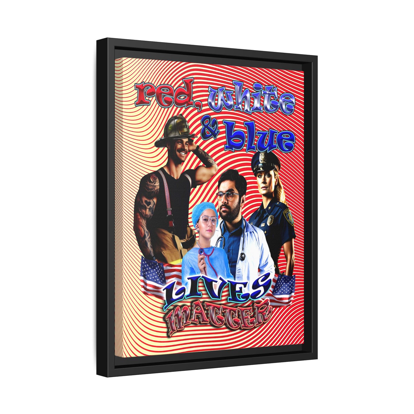 rw&b lives matter - framed canvas art (yellow-orange wave)