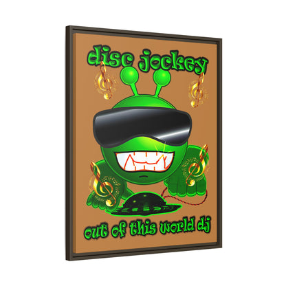 disc jockey - framed canvas art (light brown)