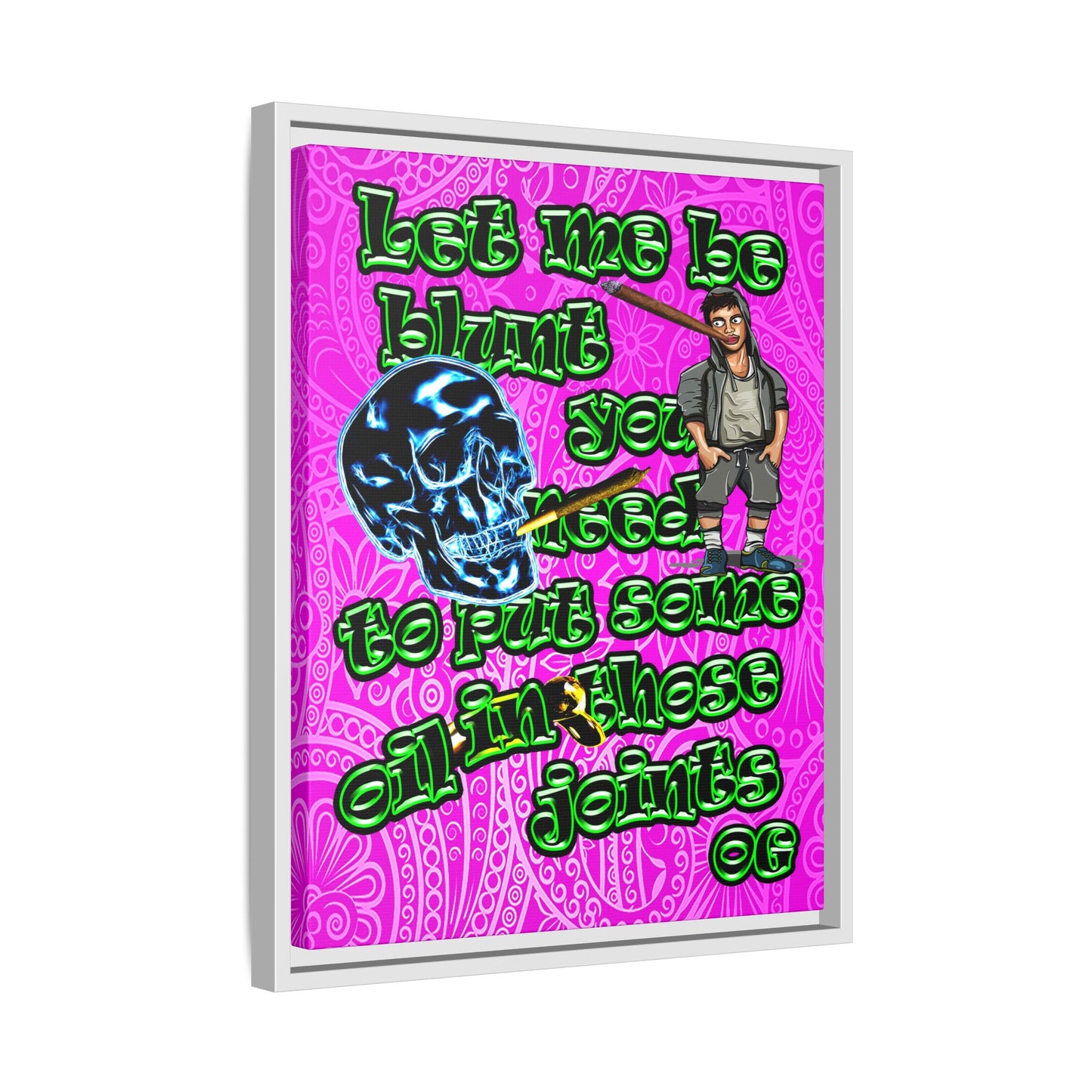 og - framed canvas art (pink swirl)