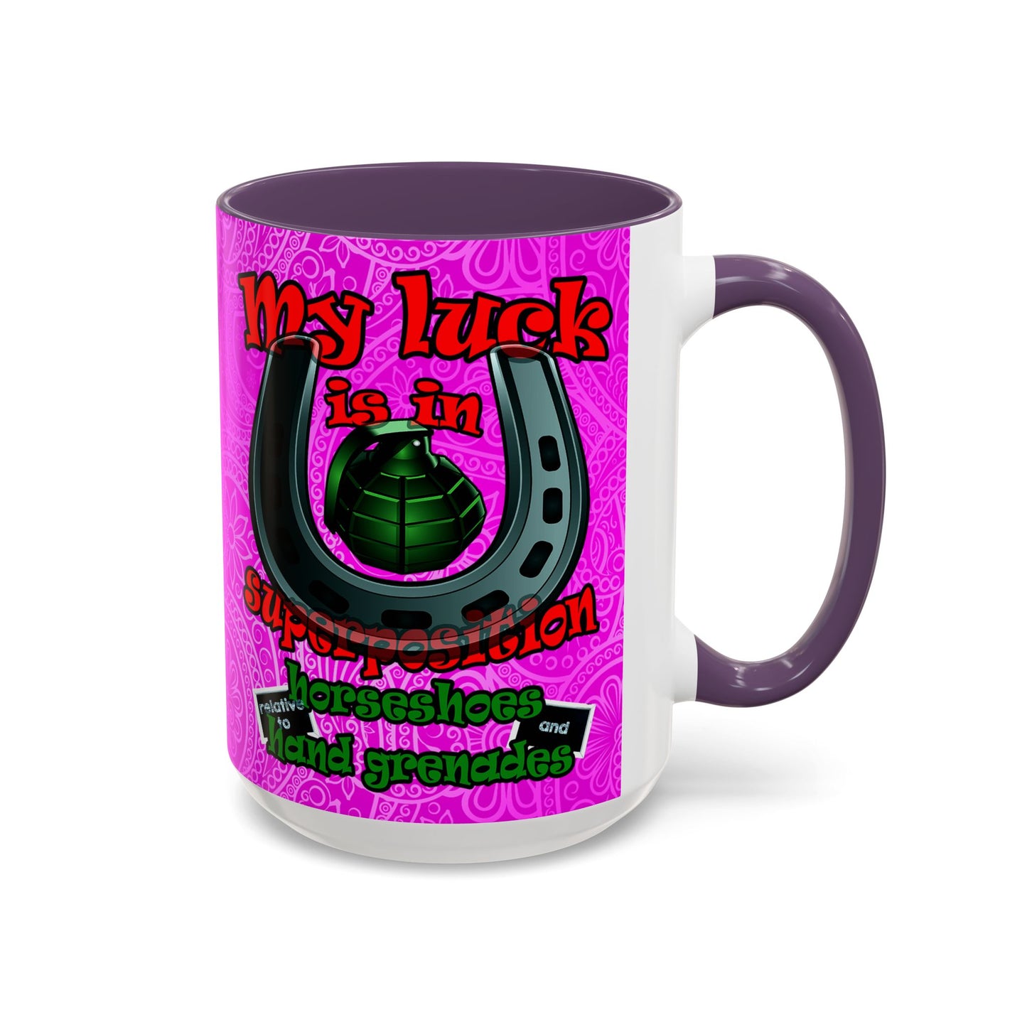 my luck - Accent Mug (pink swirl)