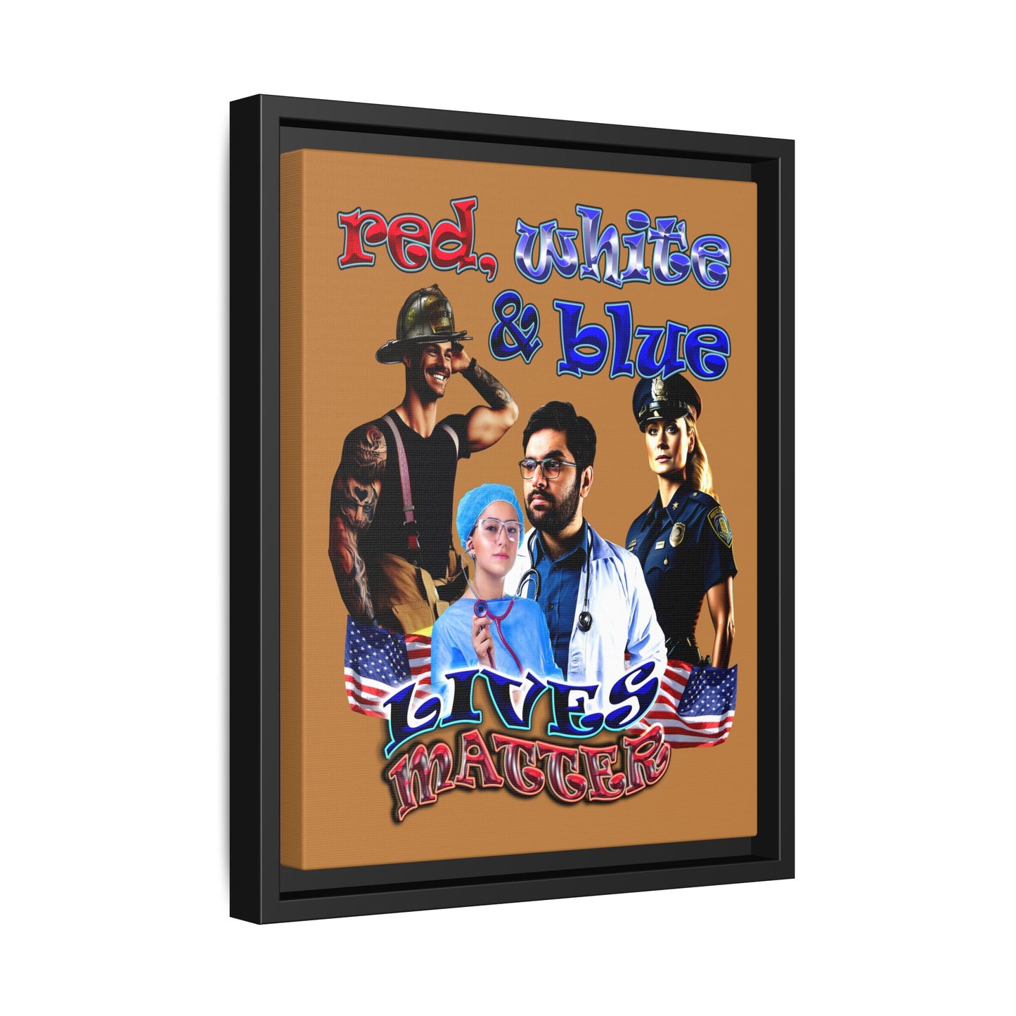 rw&b lives matter - framed canvas art (light brown)