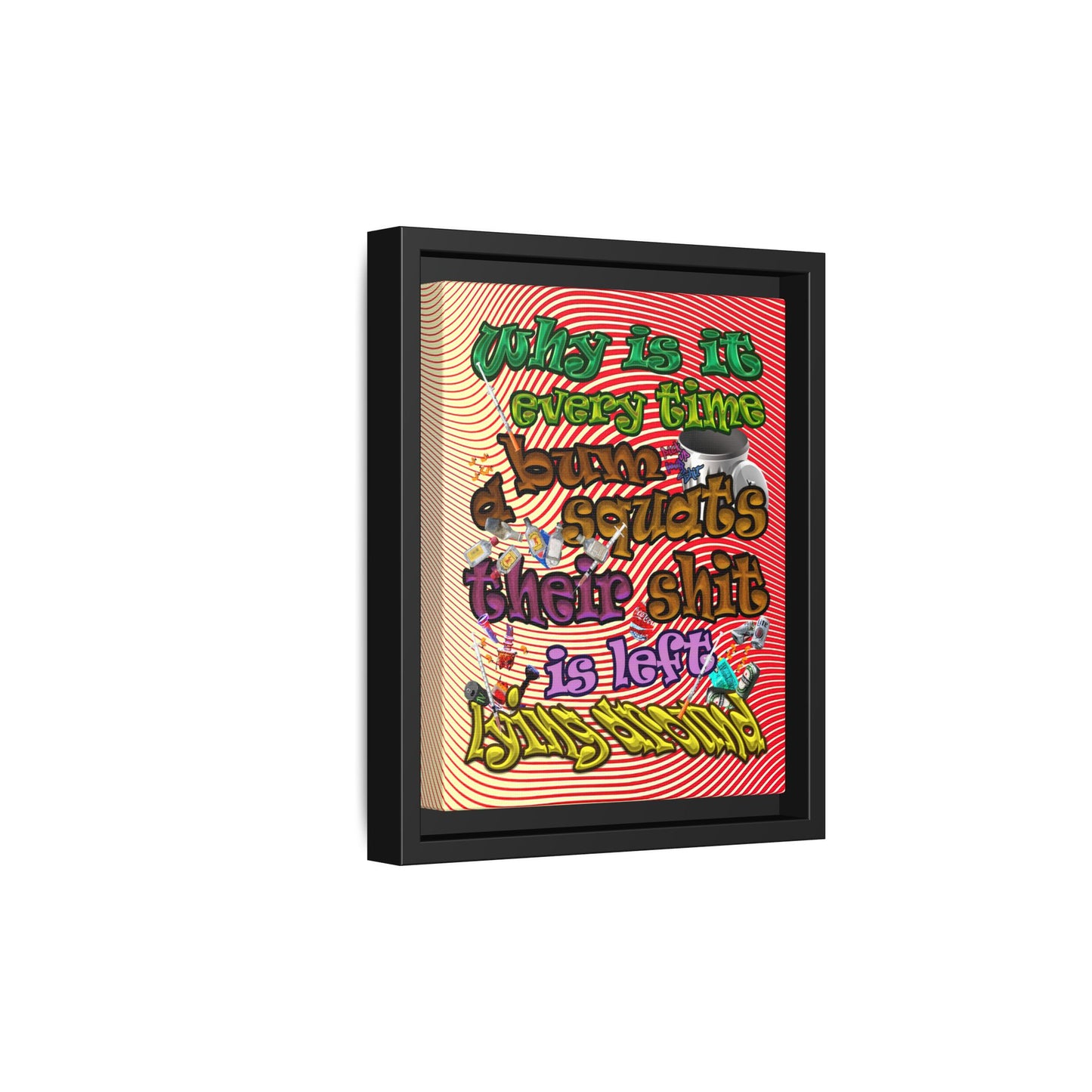 the bum's shit - framed canvas art (yellow-orange wave)