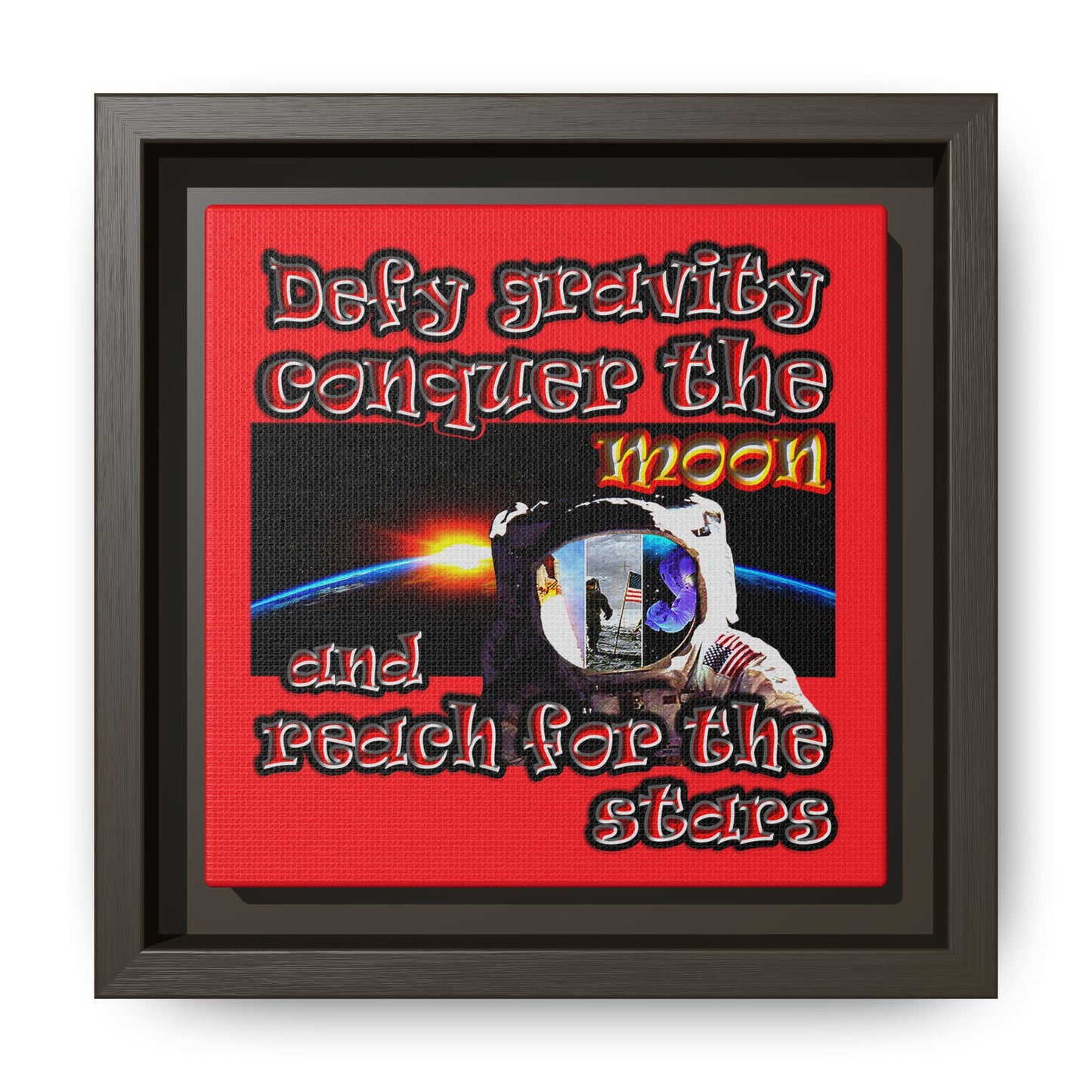 defy conquer reach - framed canvas art (red)