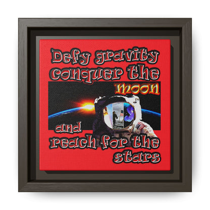defy conquer reach - framed canvas art (red)