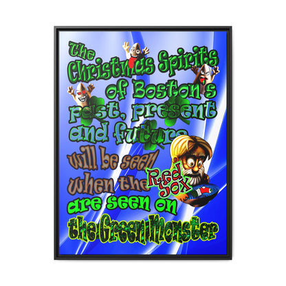 christmas spirits of boston - framed canvas art (blue-white wave)