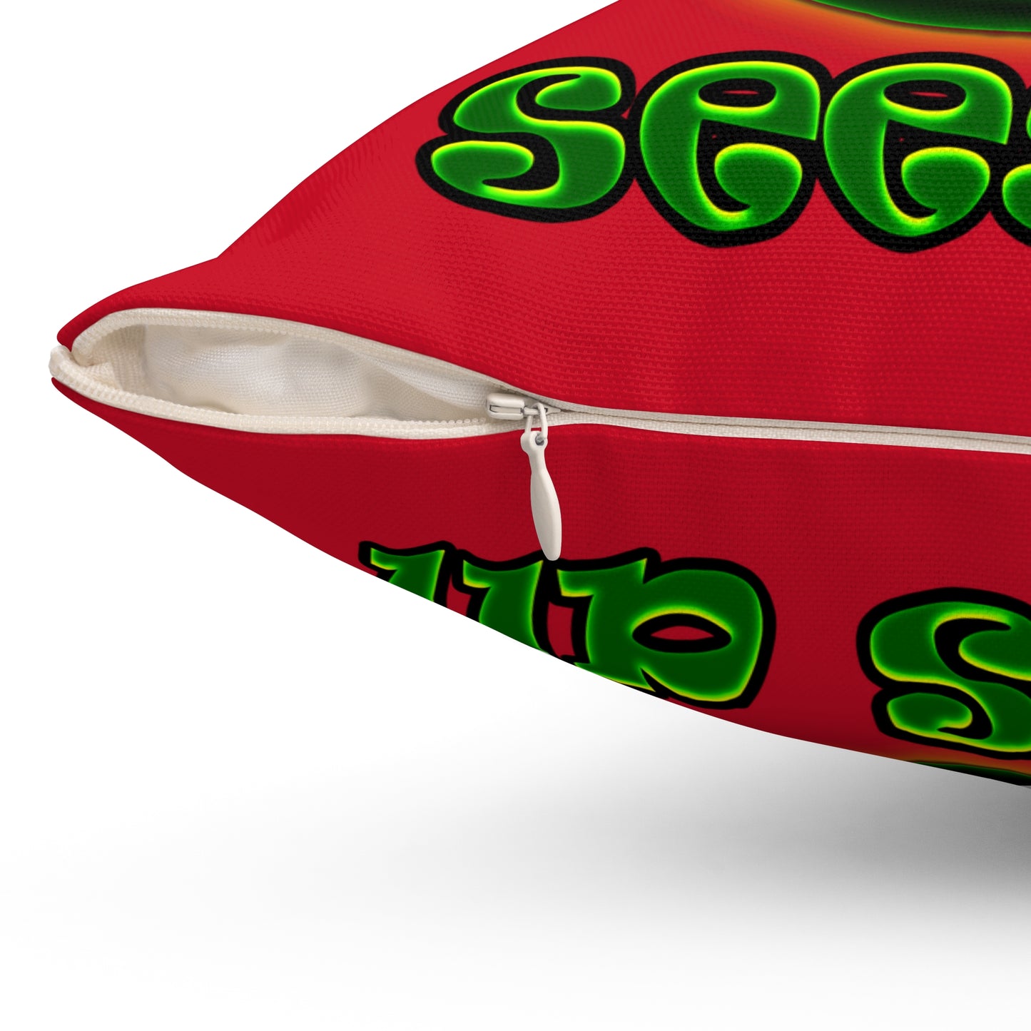 green monster - Spun Polyester Square Pillow - (dark red)