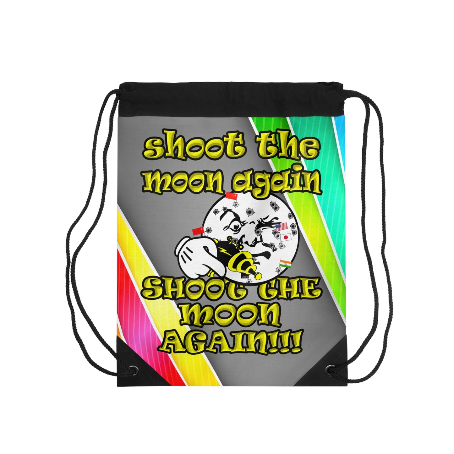 shoot the moon again - Drawstring Bag (rainbow split)