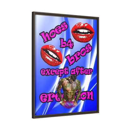 hoes b4 bros - framed canvas art (blue-white wave)
