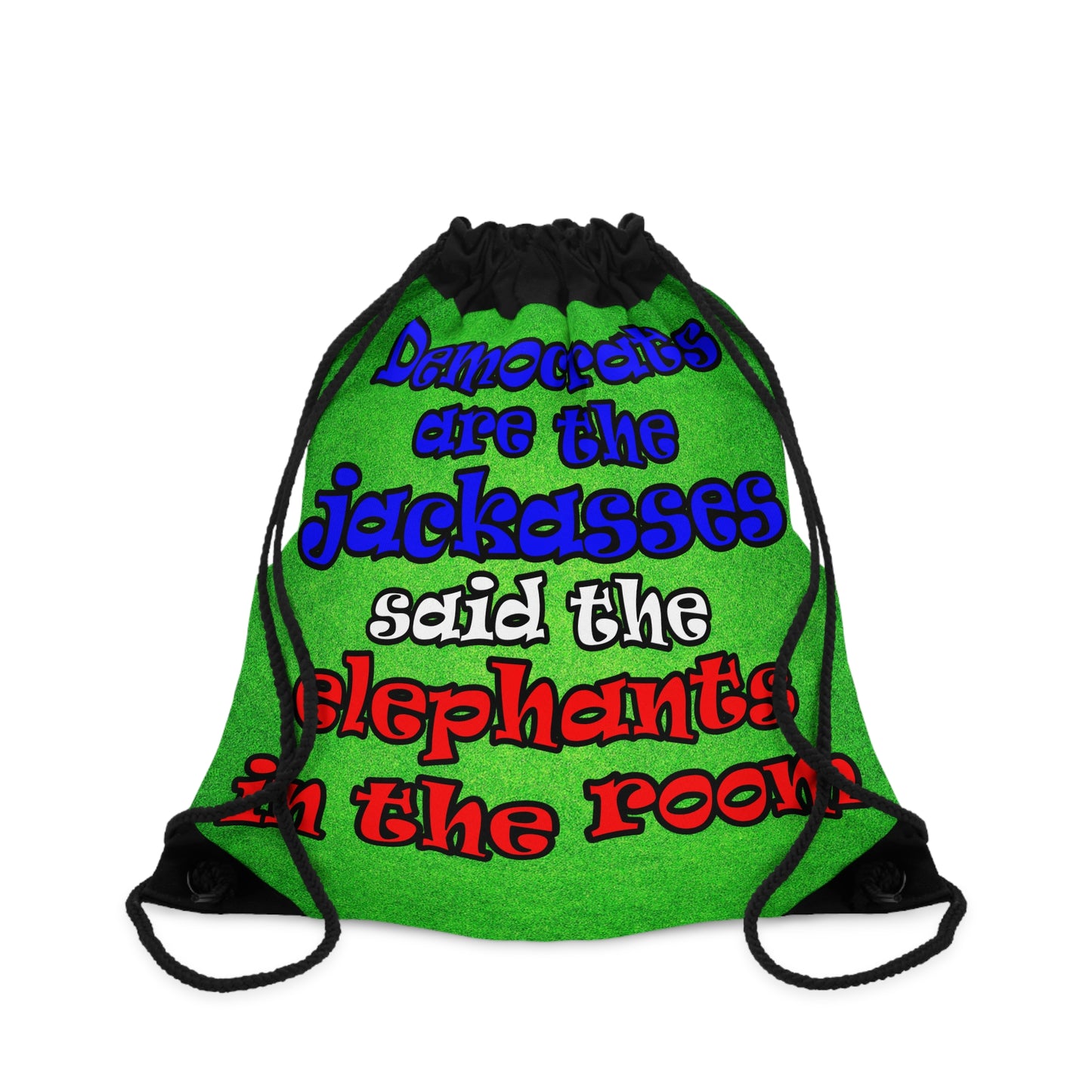 donkeys and elephants - Drawstring Bag (green turf)