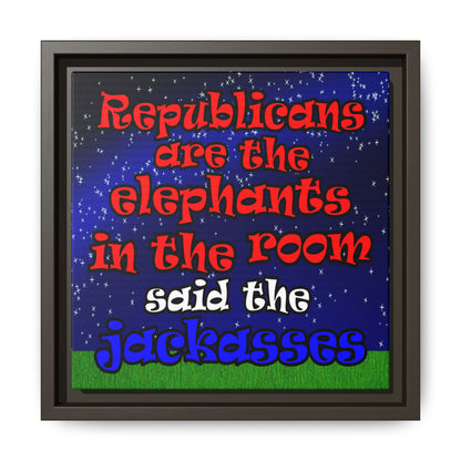 donkeys and elephants - framed canvas art ('snoops' background)