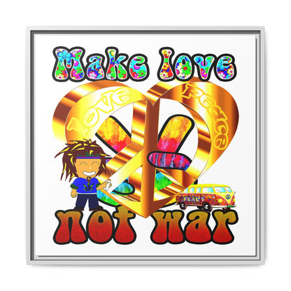 love peace - framed canvas art (white)