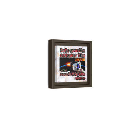 defy conquer reach - framed canvas art (white marble)