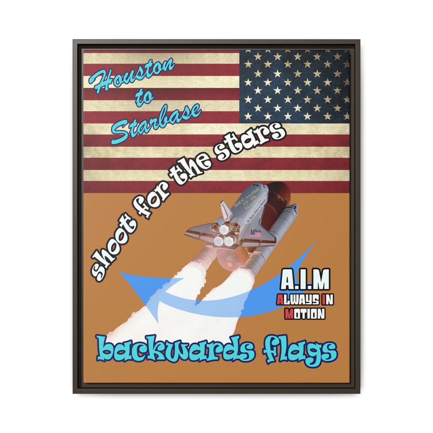 shoot for the stars - framed canvas art (light brown)