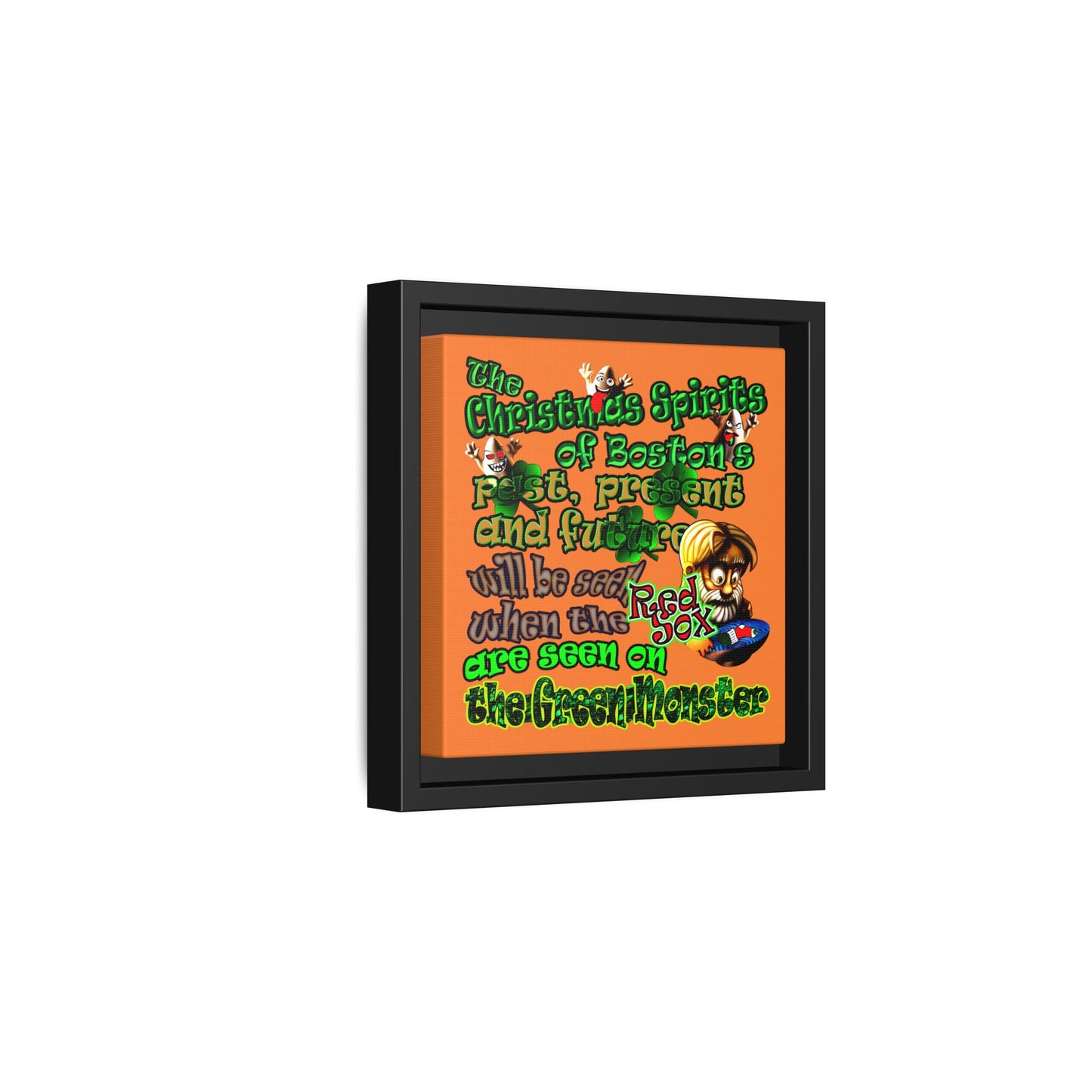 christmas spirits of boston - framed canvas art (crusta)