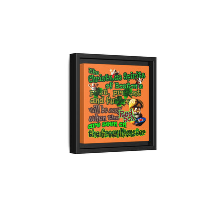 christmas spirits of boston - framed canvas art (crusta)