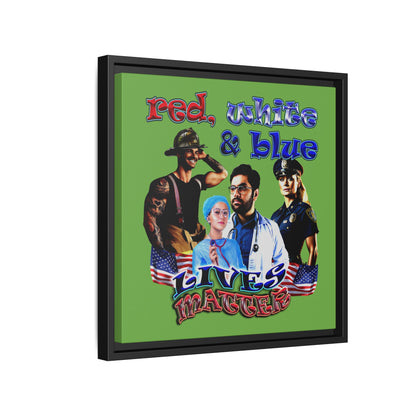 rw&b lives matter - framed canvas art (green)