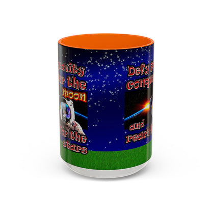 defy conquer reach - Accent Mug ('snoops' background)
