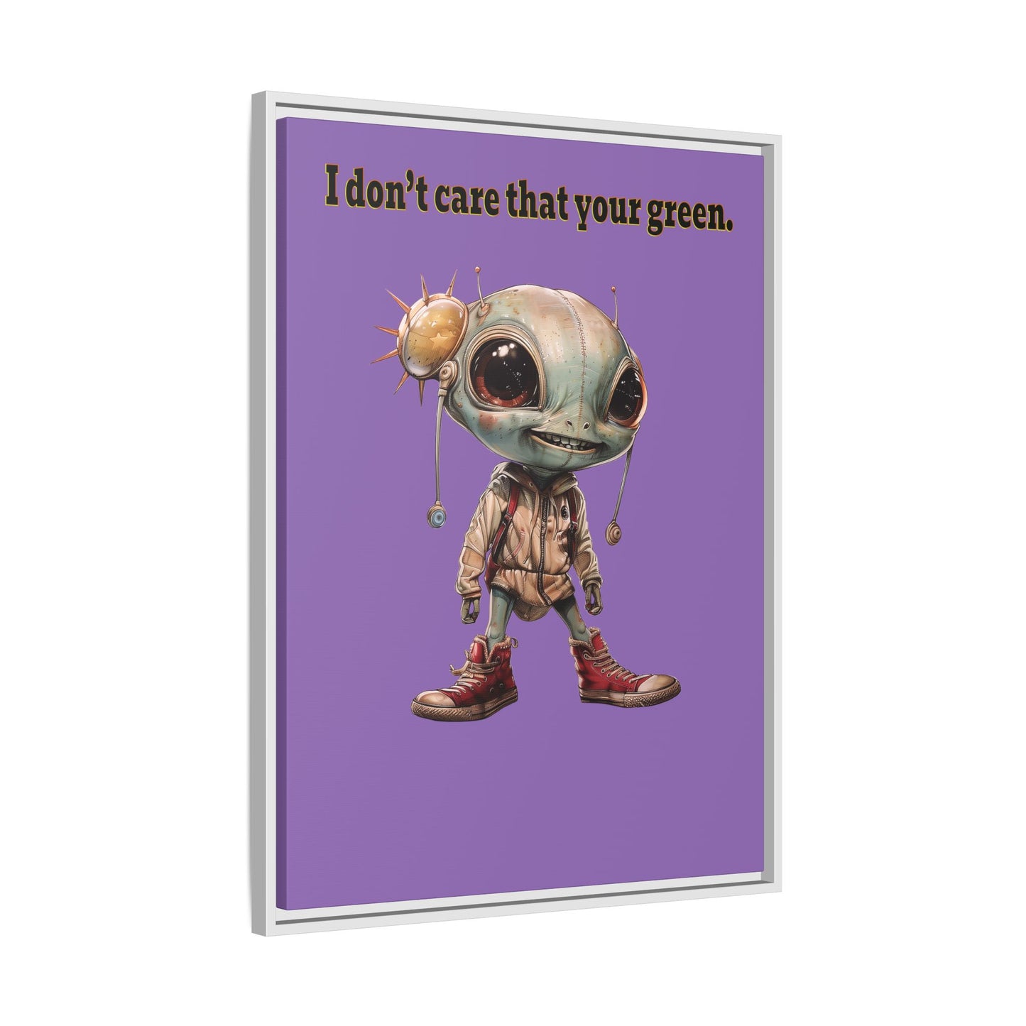I don't care that your green - framed canvas art (light purple)
