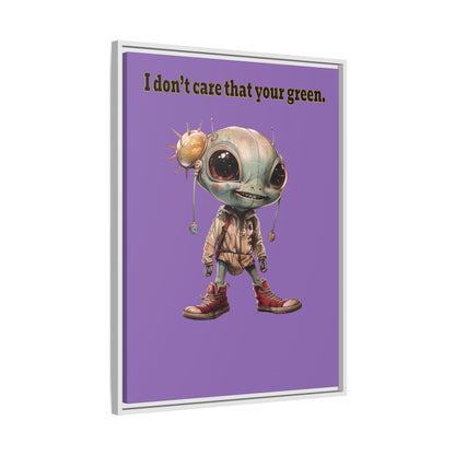 I don't care that your green - framed canvas art (light purple)