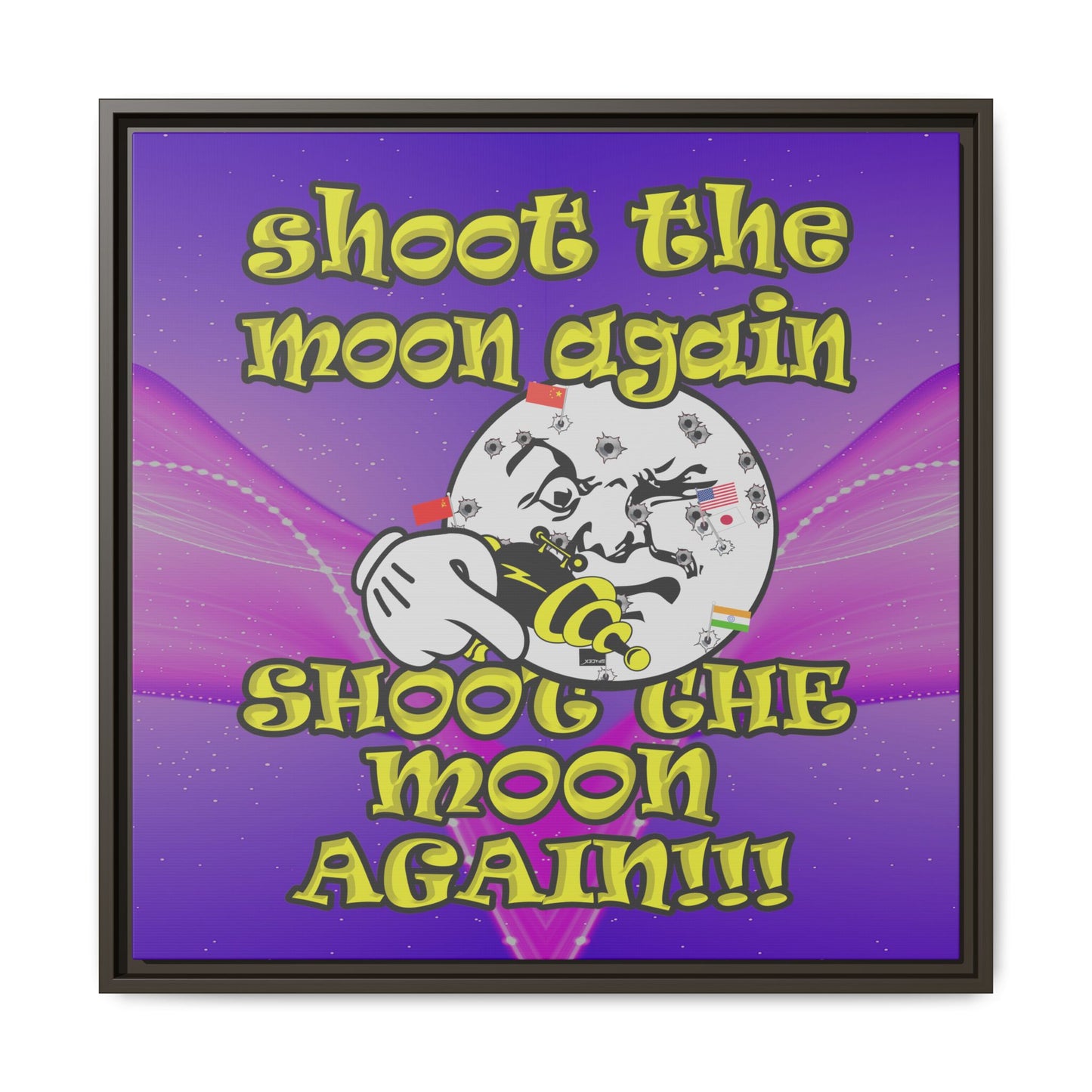 shoot the moon again - framed canvas art (purple-pink wave)