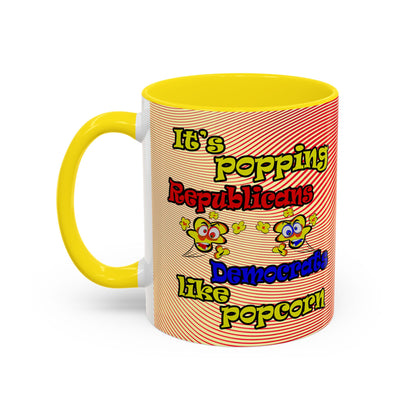 popping like popcorn - Accent Mug (yellow-orange wave)