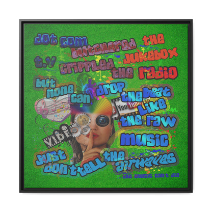 drop the beat - framed canvas art (green turf)