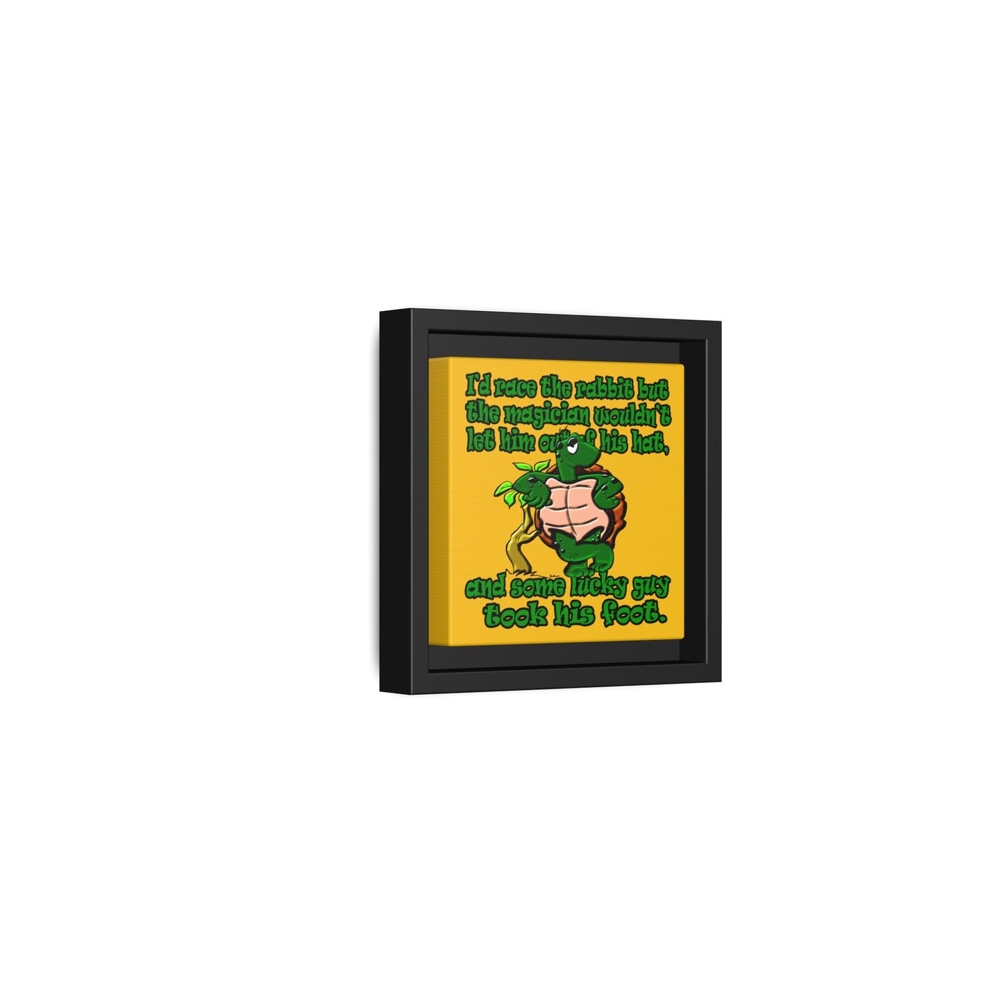 turtle race - framed canvas art (yellow)