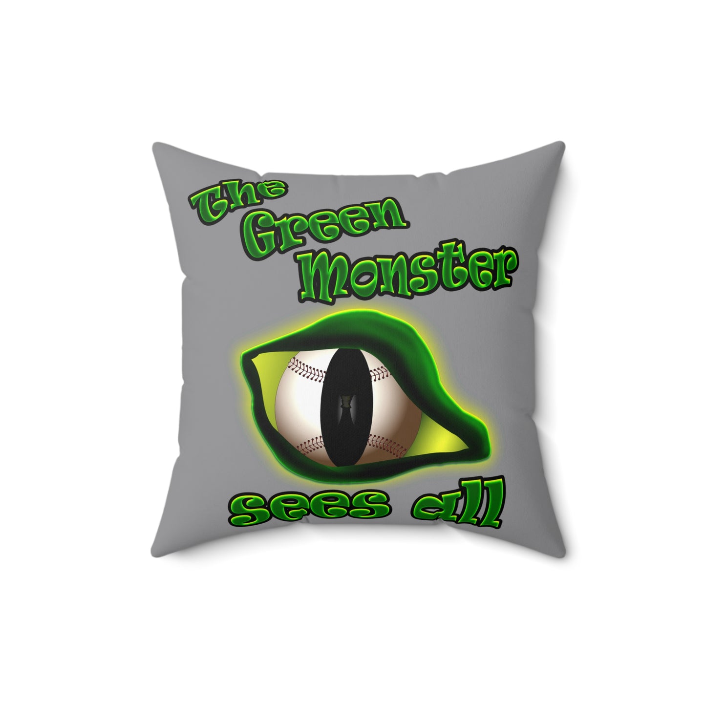 green monster - Spun Polyester Square Pillow - (grey)
