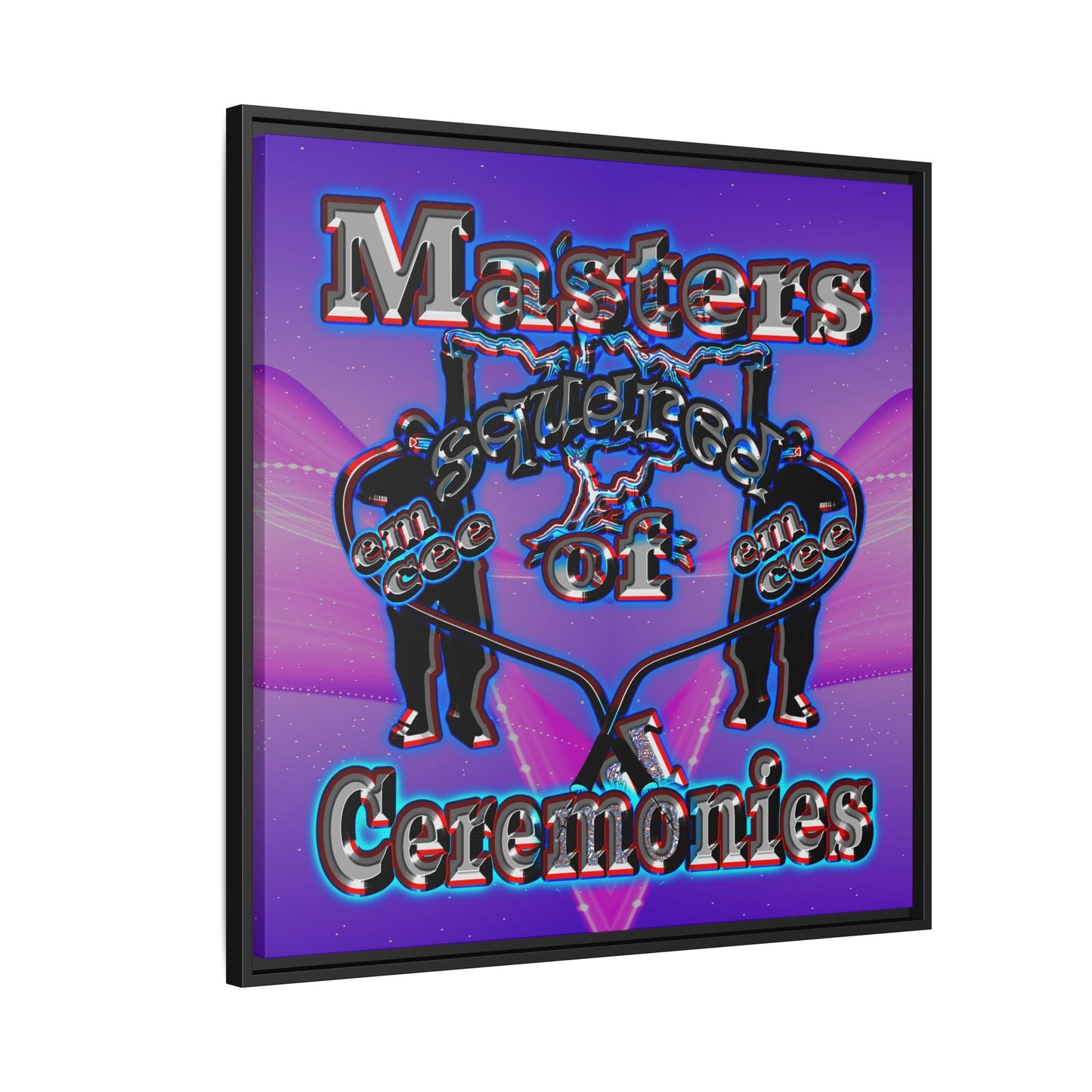 em cee squared - framed canvas art (purple-pink wave)