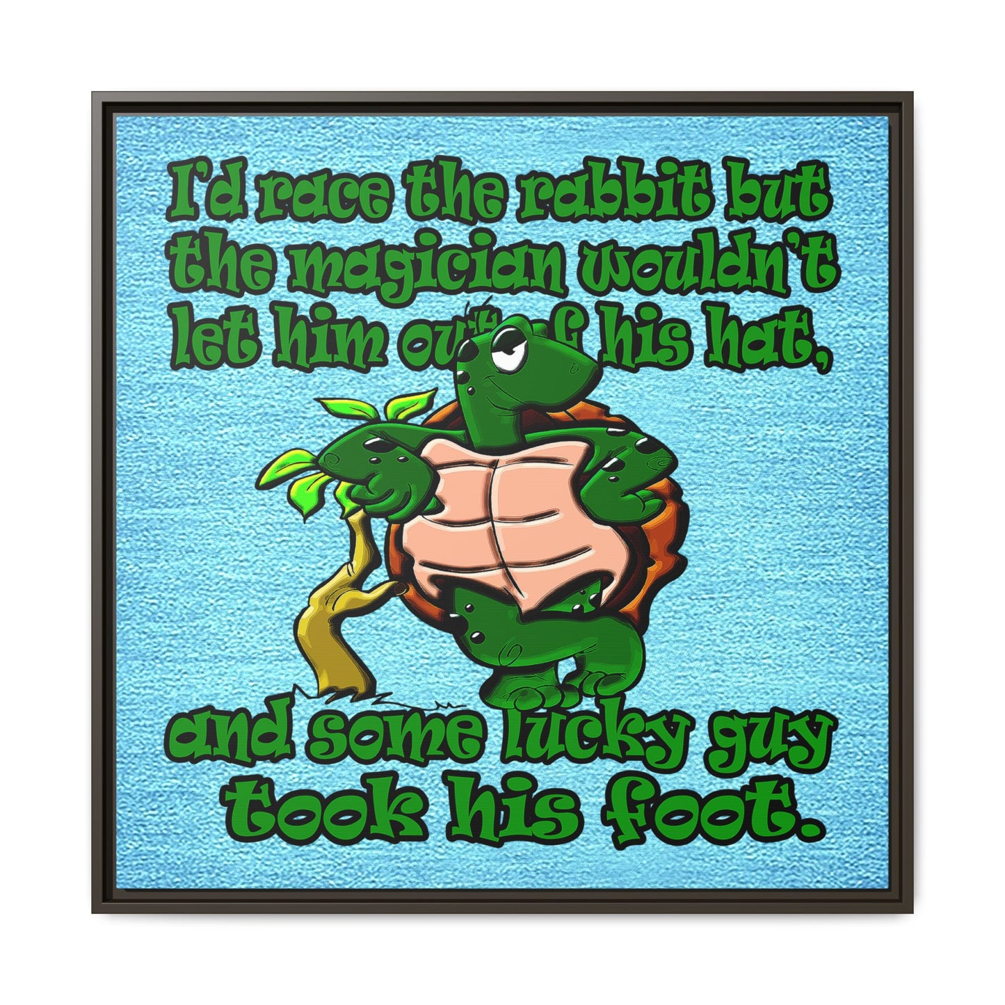 turtle race - framed canvas art (faded blue)