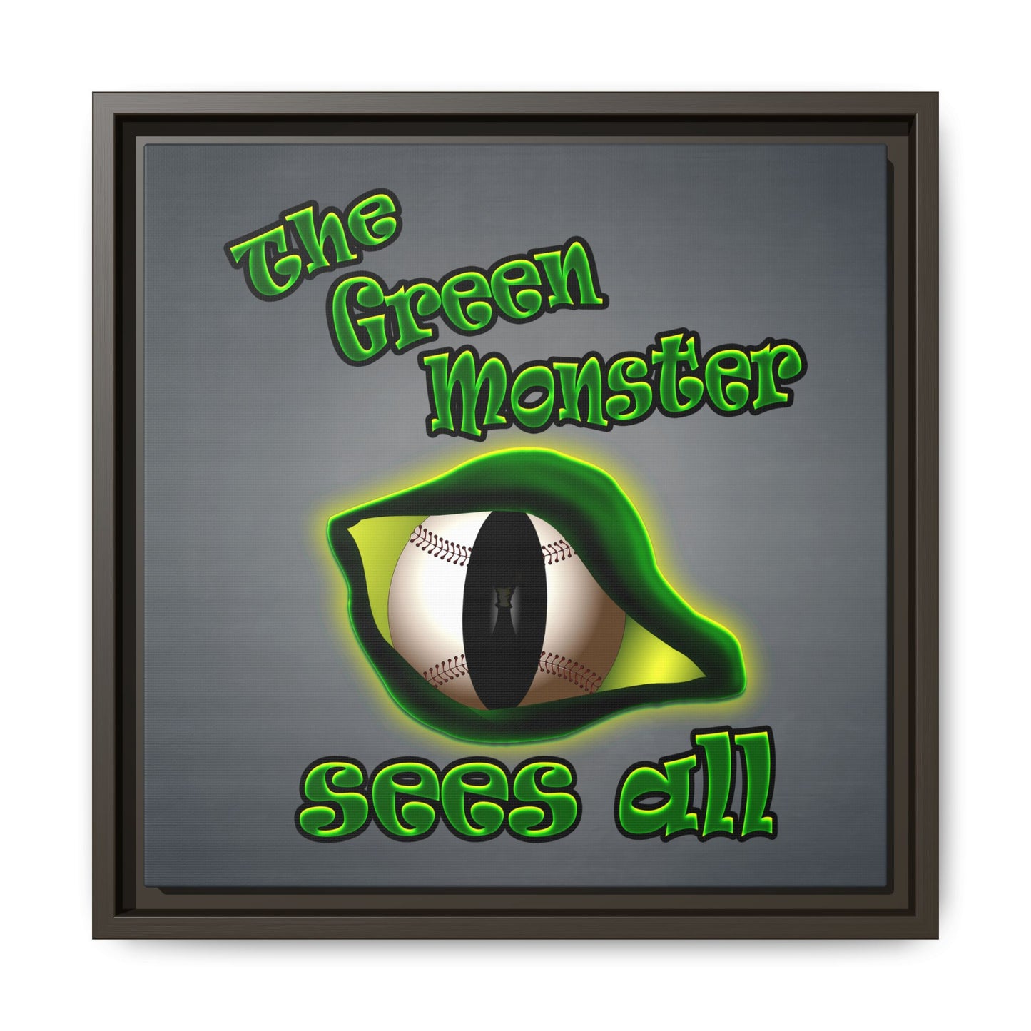 green monster - framed canvas art (grey-light grey)