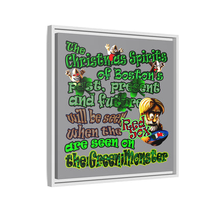 christmas spirits of boston - framed canvas art (grey)
