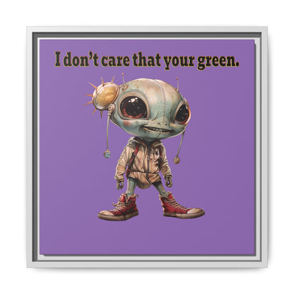 I don't care that your green - framed canvas art (light purple)