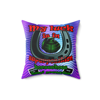my luck - Faux Suede Square Pillow - (purple wave)