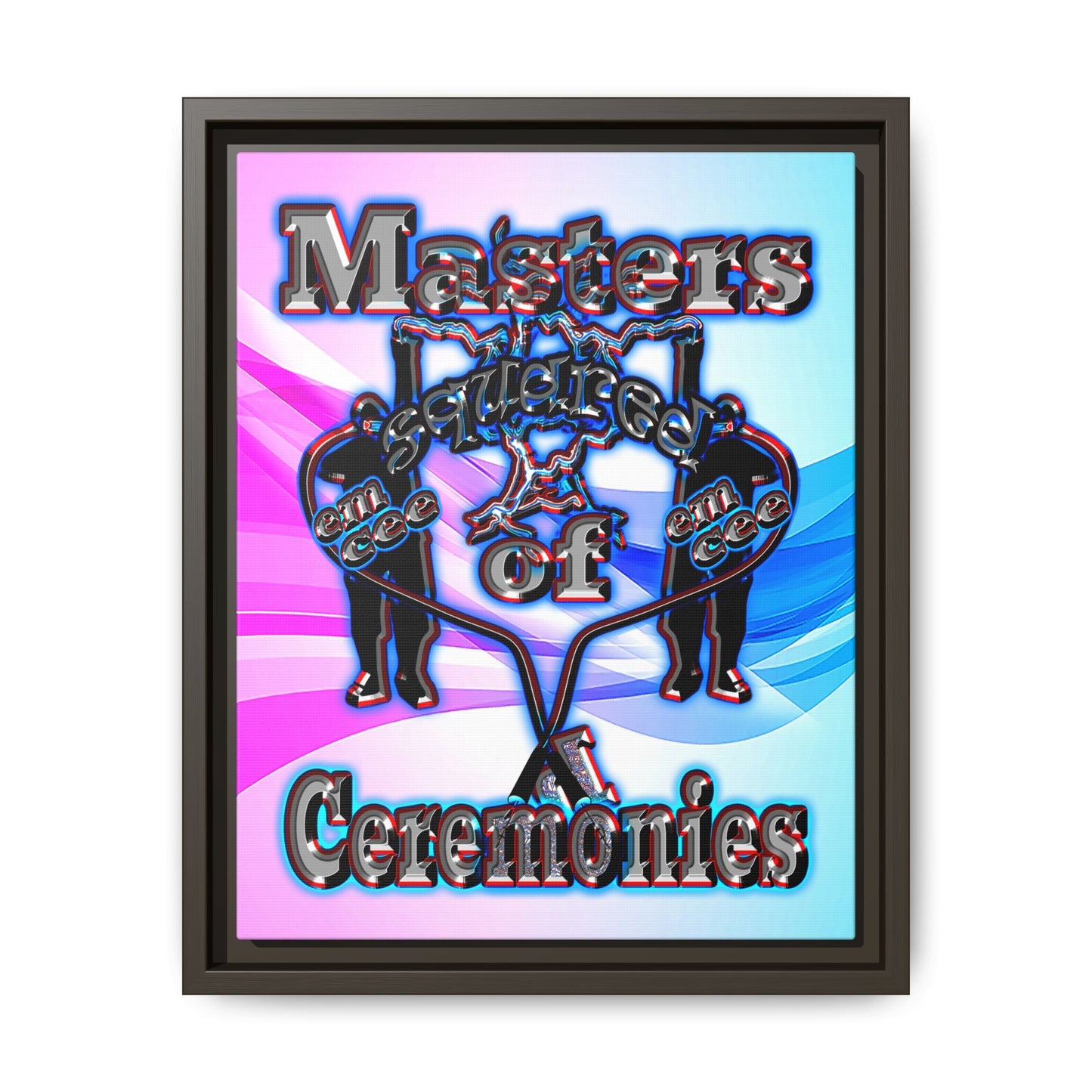 em cee squared - framed canvas art (light blue-pink wave)