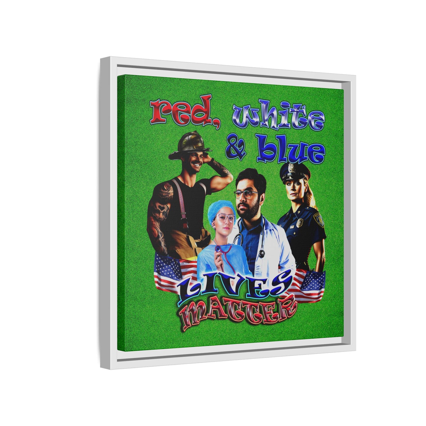 rw&b lives matter - framed canvas art (green turf)