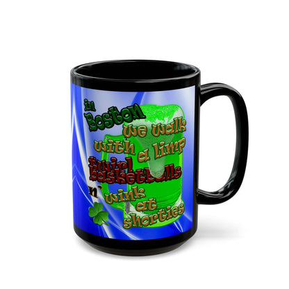 celtics logo - Black Mug (blue-white wave)