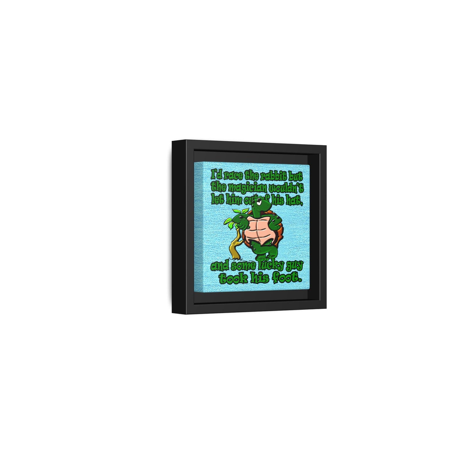 turtle race - framed canvas art (faded blue)