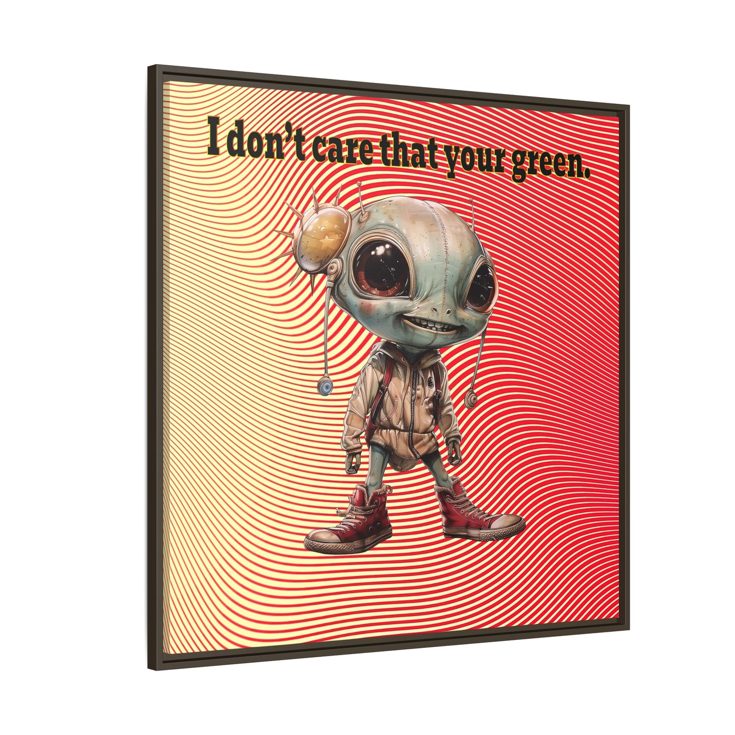 I don't care that your green - framed canvas art (yellow-orange wave)