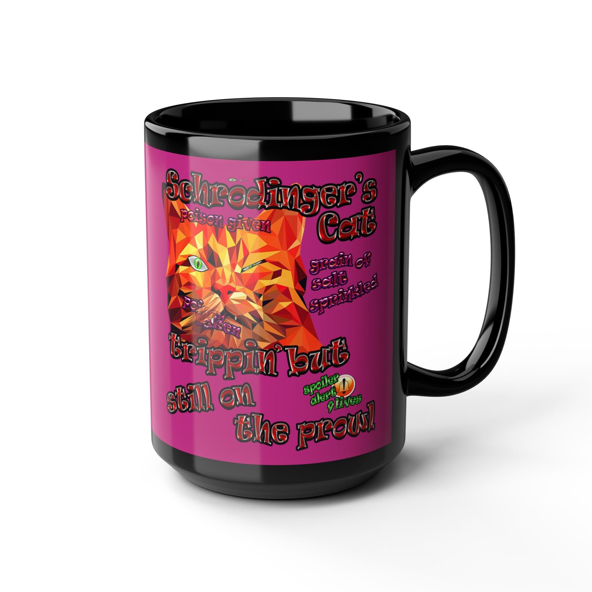 schrodinger's cat - Black Mug (pink)